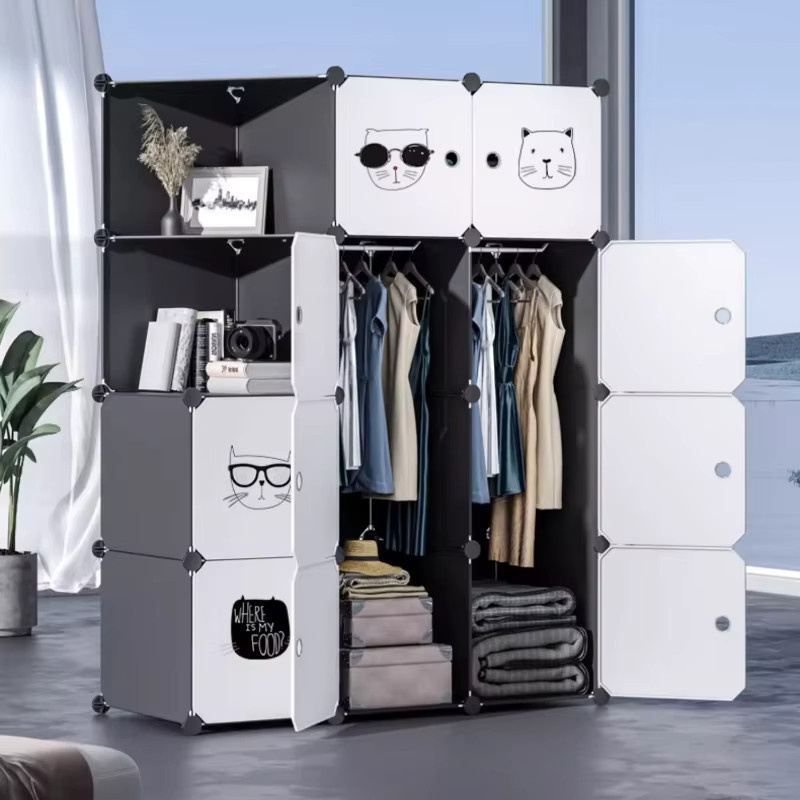 Moderner modularer Kleiderschrank aus Kunststoff mit Scharniertüren in Weiß - Bild 3