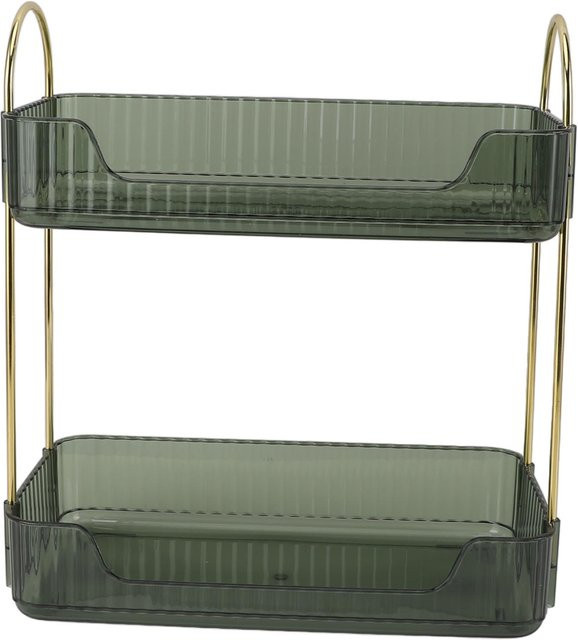 OutsideWorld Make-up-Ständer in Grün, 2-stufiges Organizer-Regal im Modern Light Luxury Design für Pinsel und Lidschatten - Bild 1