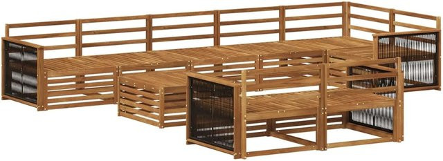 vidaXL Outdoor-Sofagarnitur aus Akazienholz in Braun, 9-teiliges Set mit Polstern und Armlehnen - Bild 1