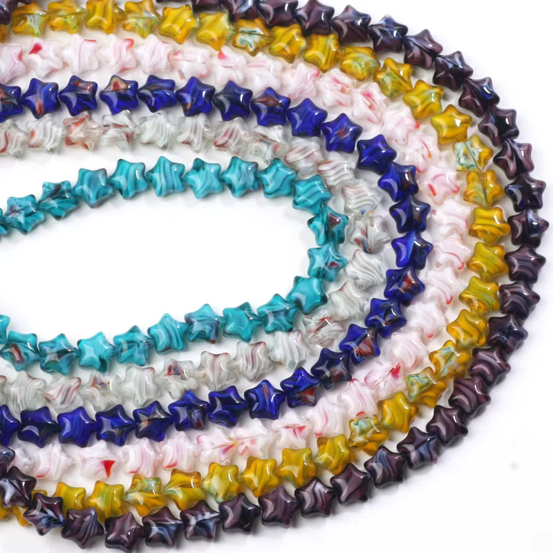 Laudsong Stern-Charms, Lampwork-Glasperlen, 12 mm, bunt, Unisex - Bild 4