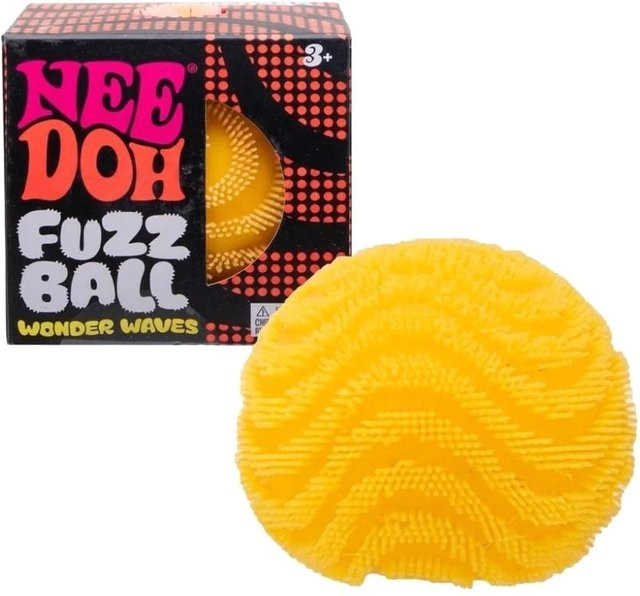 NeeDoh Fuzz Ball Wonder Waves, Sensorisches Fidget Knet-Quetsch-Stressabbau-Spielzeug, gelb - Bild 1