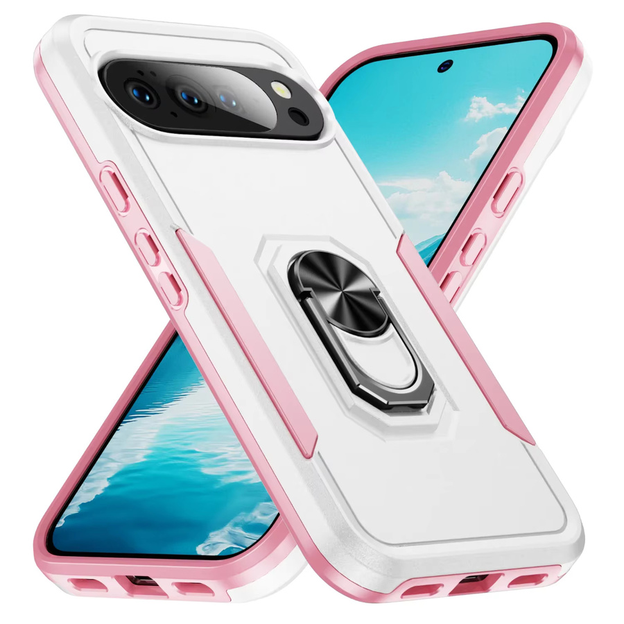 Robuste Hybrid-Handyhülle mit magnetischem Ringständer für Google Pixel 10, 9, Pro, XL, 8A, 7A, 6A, 6, 7, 8 Pro in Weiß oder Pink - Bild 4