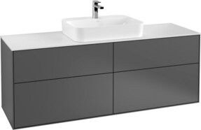 Villeroy & Boch Waschtischunterschrank Finion mit integrierter Beleuchtung und Innenschubladen, Wandmontage, Weiß/Anthrazit, B: 160 cm, T: 60,3 cm, H: 50,1 cm - Bild 1