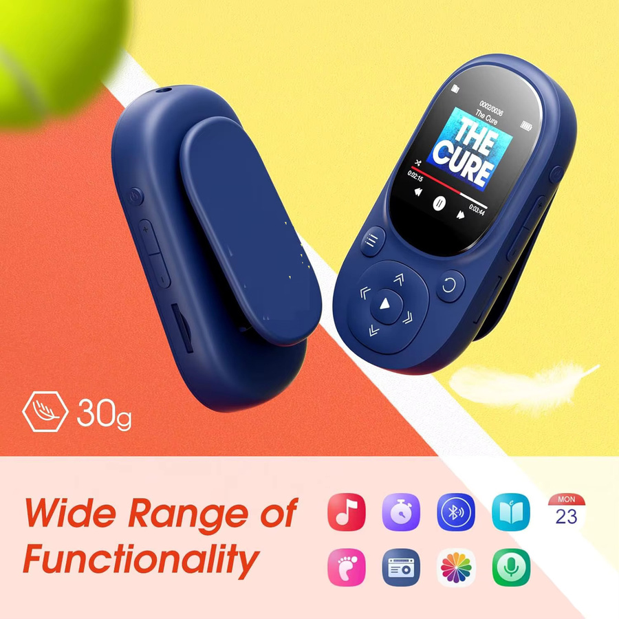 MECHEN Mini MP3-Player mit 32GB Speicher, Bluetooth 5.3, FM-Radio und Aufnahmefunktion, Tragbarer Musik-Player in Blau - Bild 2