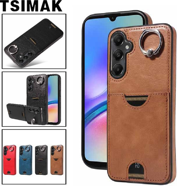 Leder-Handytasche für Samsung Galaxy A04 A04S A05 A05S A12 A22 A32 A52S A72 4G 5G mit Kartenfach und Brieftaschenfunktion in Braun - Bild 1