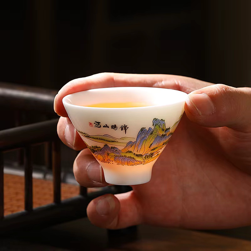 Suet Jade Kung Fu Teetasse aus weißem Dehua Porzellan und Keramik - Bild 3