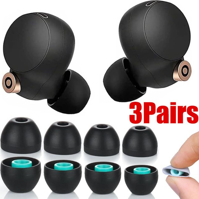 6 Stück Silikon-Ohrstöpsel für Sony In-Ear Kopfhörer WF-1000XM5 1000XM4 1000XM3 MDR XBA OnePlus Buds in Schwarz - Bild 1