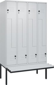 C+P Z-Spind Classic PLUS Sitzbank mit 8 Fächern, auskragendes Design, Kunststoff-Sitzfläche, B/T/H: 212,0 x 120,0 x 81,5 cm, Grau/Schwarz - Bild 1