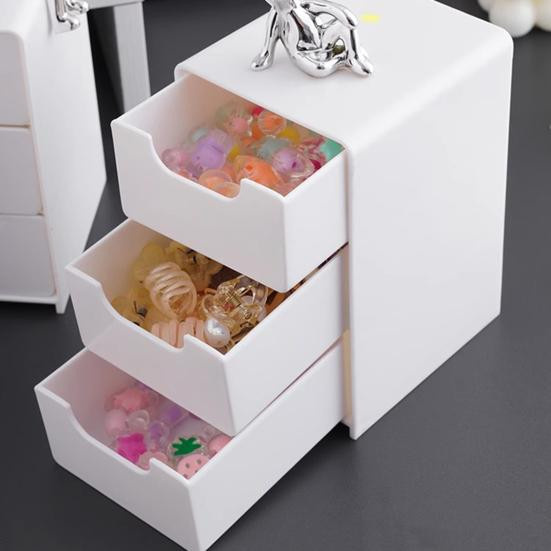 SnazzyHub Modulare Desktop-Aufbewahrungsbox mit 3 Schubladen, weiß - Bild 2