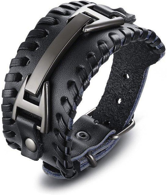 Nakahara Armband, Leder, geflochten, Schwarz, Herren - Bild 1