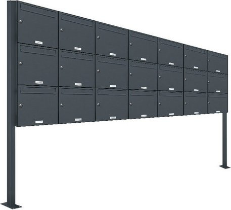 AL Briefkasten für 21 Parteien, freistehendes Briefkasten-System, grau, B/H/T: 276,1 x 170 x 11,6 cm - Bild 1