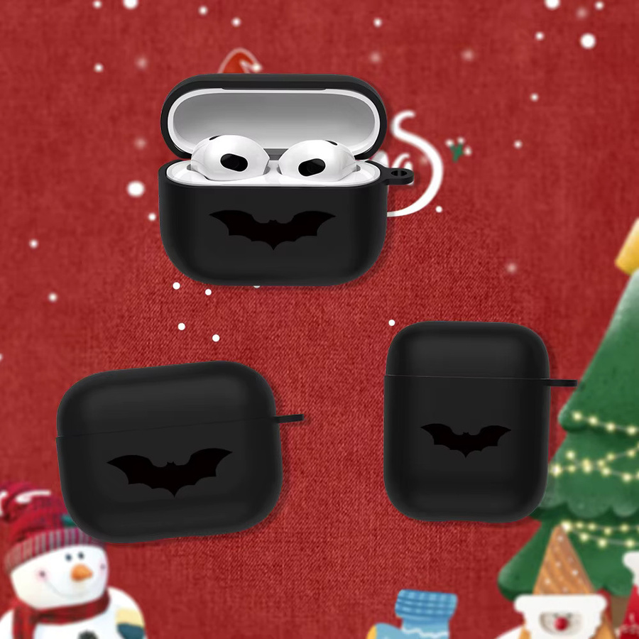 Kopfhörerhülle für AirPods 2, 3, 4 und Pro (1, 2, 3 Generation) mit Fledermaus-Muster in Mattschwarz - Bild 3