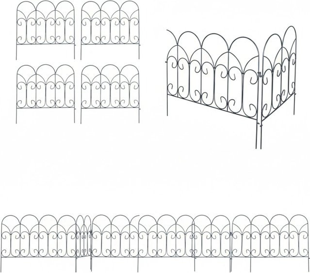 Relaxdays Beeteinfassung 5er Set aus Stahl in Schwarz, verschnörkelte Gartenbegrenzung im Vintage-Design für Blumenbeete, Rasenflächen und Gehwege - Bild 1