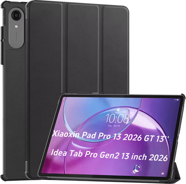 Smart Case Klappbare Flip-Stand-Hülle aus Leder für Lenovo Idea Tab Pro Gen2 13 Zoll (Xiaoxin Pad Pro GT 13 2026, TB390/376FC/378FC) in Schwarz oder Rot - Bild 1
