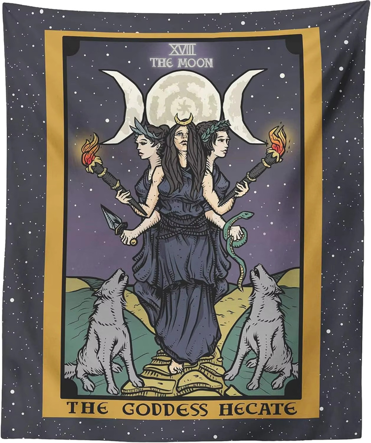 VIKAMA Tarot Vintage Wandteppich Hexerei Göttin Wandbehang Multicolour B: 75 cm, H: 58 cm - Bild 2