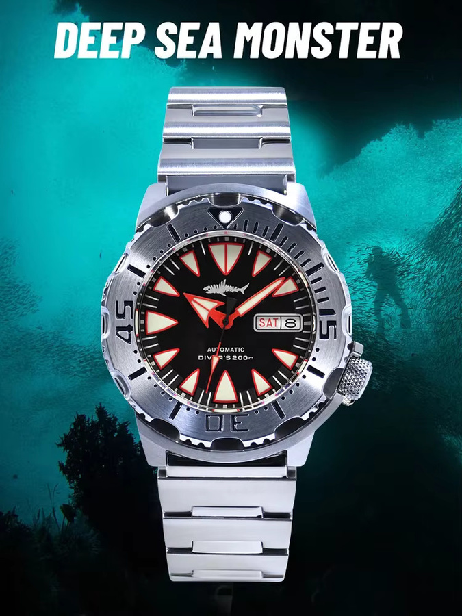 HEIMDALLR Automatik Taucheruhr, Edelstahl, Schwarz, 62 mm, Herren - Bild 4
