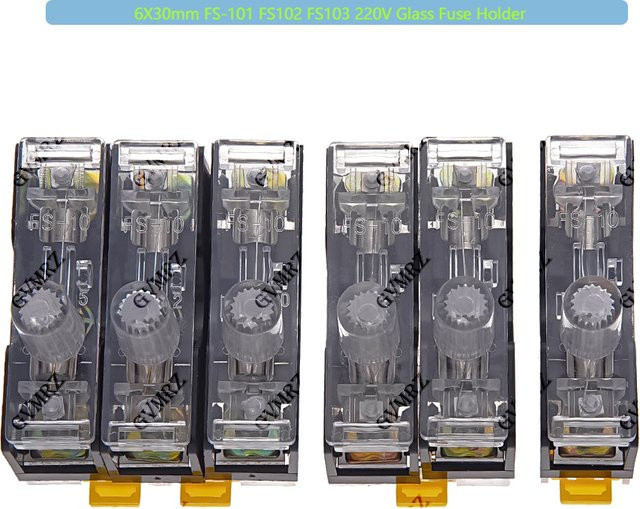 Einpoliger Glassicherungshalter für DIN-Schienenmontage FS-101 FS102 FS103 220V 6x30mm - Bild 1
