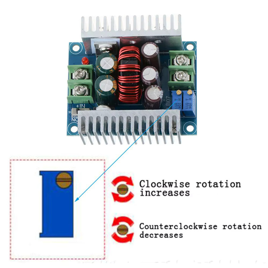 AOKIN CC CV Step Down Modul 20A 300W DC Spannungsregler Buck Converter mit Konstantstrom und einstellbarer Spannung 6-40V auf 1,2-36V - Bild 3