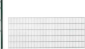 hadra Doppelstabmattenzaun Erweiterungs-Set in Grün, 2,5 m Länge, inkl. Pfosten und Klemmhalter, verzinkter Stahl - Bild 1