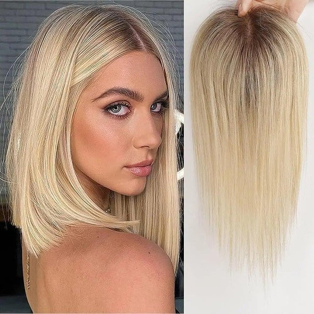 inhaircube Remy-Echthaar-Topper, Ombre, hellbraun, goldfarben, Damen - Bild 1