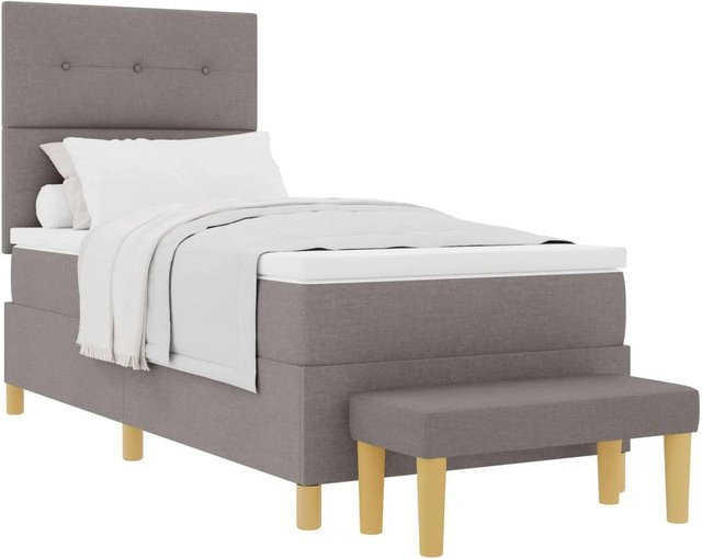 vidaXL Boxspringbett mit Matratze in Taupe, B/T/H: 100 x 200 x 203 cm, moderner Stoffbezug - Bild 1