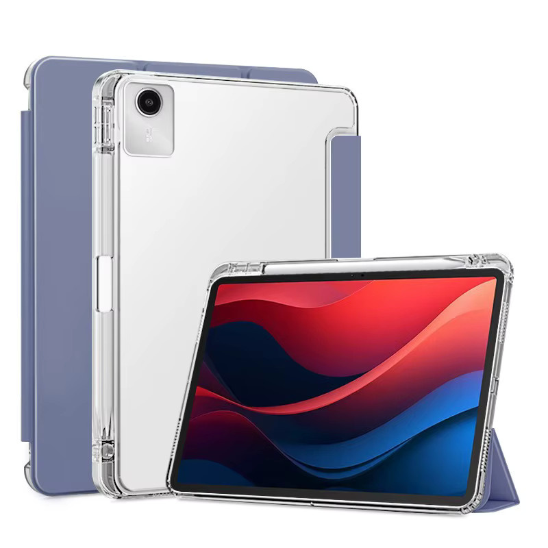 Lenovo Xiaoxin Pad 2024 11 Zoll Hülle mit magnetischem Dreifach-Standfuß aus PU und Stifthalter in Blau Transparent - Bild 1