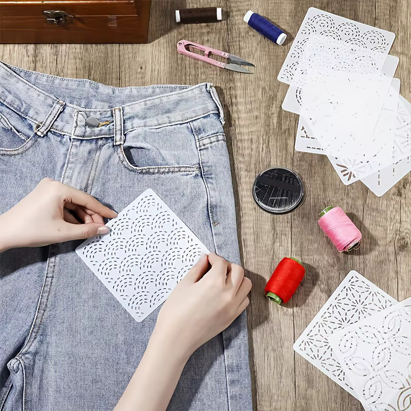 30 Stück DIY Stickvorlagen mit geometrischen Linien in Weiß aus Kunststoff zum Nähen und Handquilten - Bild 4