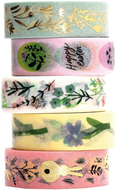 Rico Design Paper Poetry Tape Set Bunny Hop in Rosa, Mint und Gelb - Bild 1