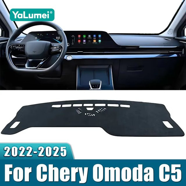 YaLumei Dashboard Abdeckung für Chery Omoda C5 2022 2023 2024 Omoda 5 FX E5 in Schwarz mit Sonnenschutz und Anti-Rutsch-Funktion - Bild 1