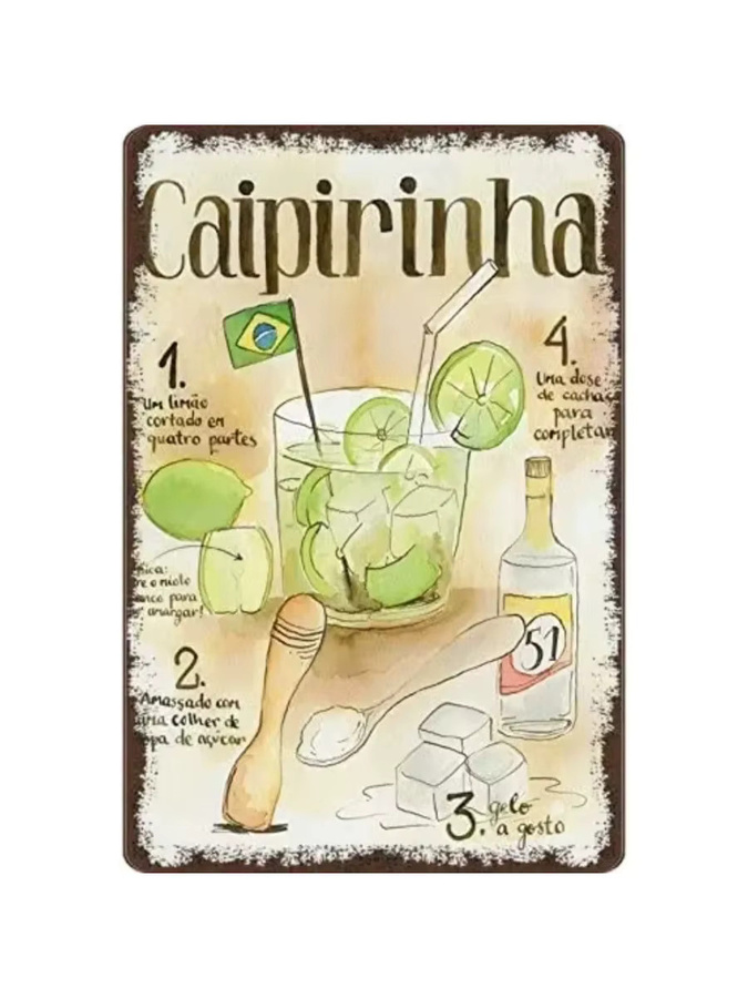 Dekoratives Metallblechschild Caipirinha Cocktail Rezept für Garten, Küche oder Bar, B/H: 30 x 20 cm - Bild 2