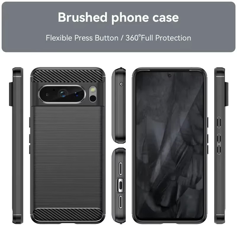 Stoßfestes Soft Phone Case mit Kohlefaser-TPU-Rückseite für Google Pixel 8a, 8 Pro, 7a, 7 Pro und 6a in Schwarz - Bild 2