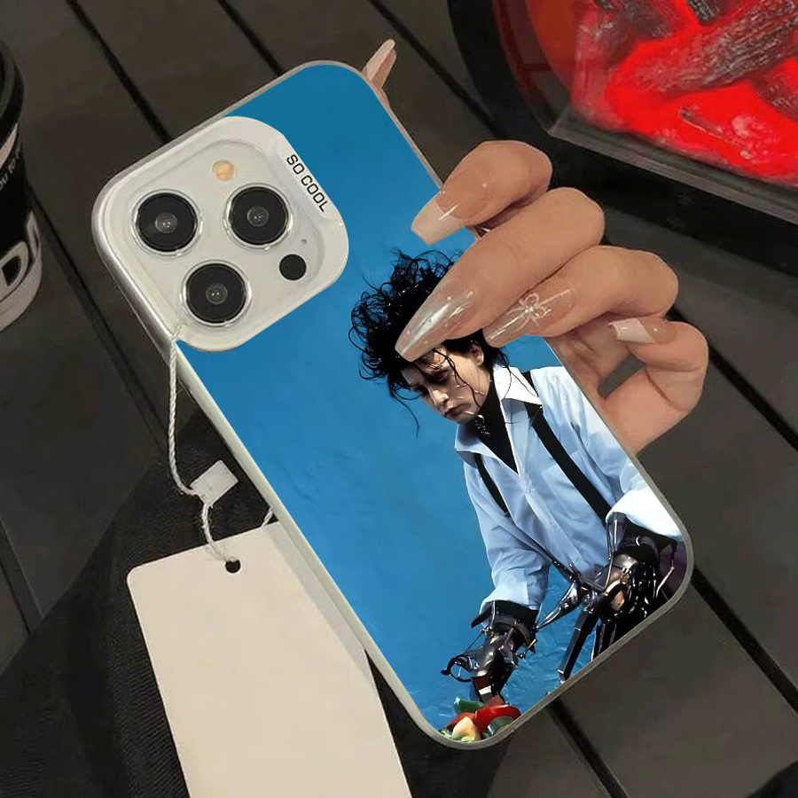 Retro E-Edward Scissorhands Stoßfeste Handyhülle für iPhone 17 16 15 14 13 12 11 Pro Max X XS XR in Silber - Bild 5