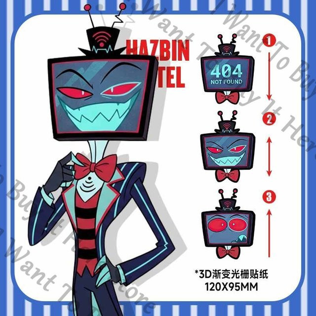 WONST Hazbin Hotel Vox Cosplay Aufkleber mit 3D-Gradienten-Gitter-Effekt in Mehrfarbig - Bild 1