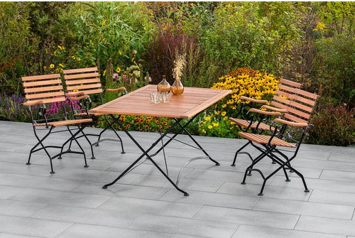 Merxx Gartenmöbelset Schlossgarten 5-tlg. aus Eukalyptusholz und Metall in Schwarz, Grau oder Braun - Bild 1