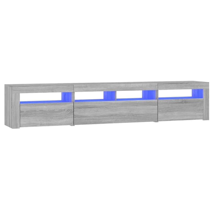 vidaXL TV-Schrank mit LED-Leuchten in Grau Sonoma, B/T/H: 210 x 35 x 40 cm - Bild 2