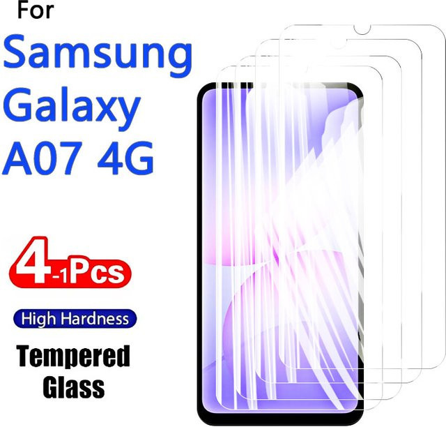 Displayschutzfolie aus gehärtetem Glas für Samsung Galaxy A07 4G, transparent, 9H Kratzfestigkeit, 1-4 Stück - Bild 1