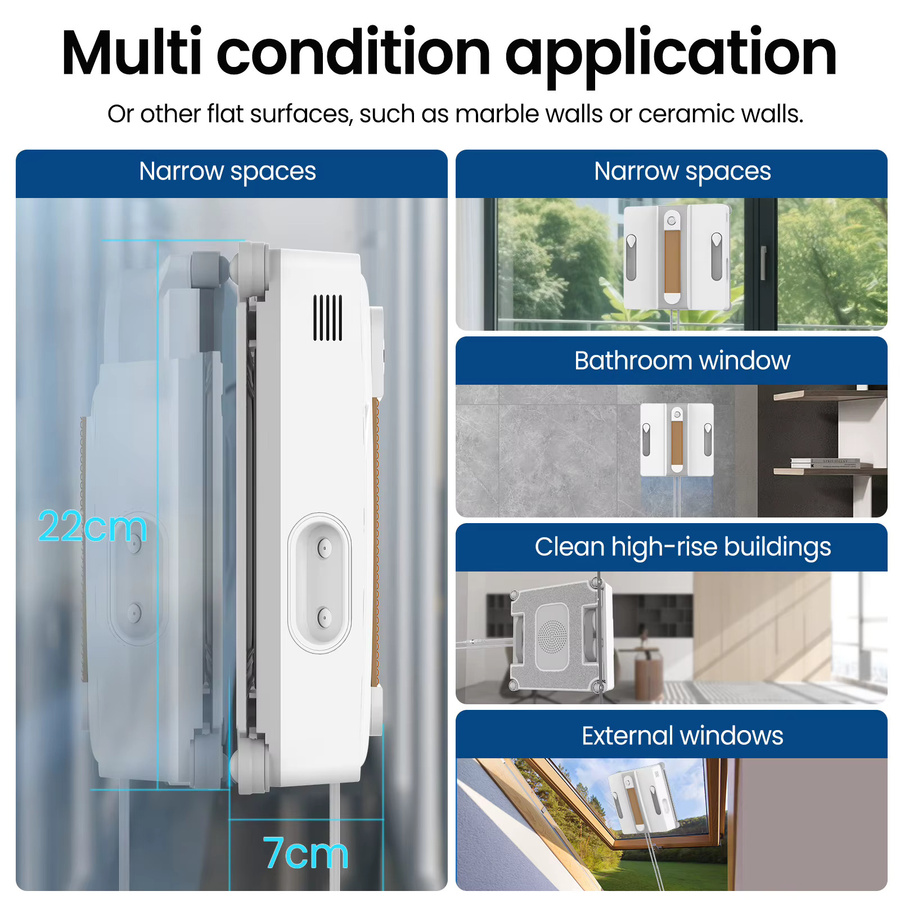 Vremota Automatischer intelligenter Fensterreinigungsroboter mit 3200Pa Saugkraft und Vierloch-Wassersprühfunktion in Weiß - Bild 2