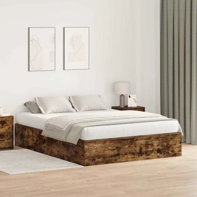 Vidaxl Aufbewahrungsbettgestell Funktionsbett aus Holzwerkstoff in Braun, B/T/H: 150 x 200 x 31,5 cm - Bild 1