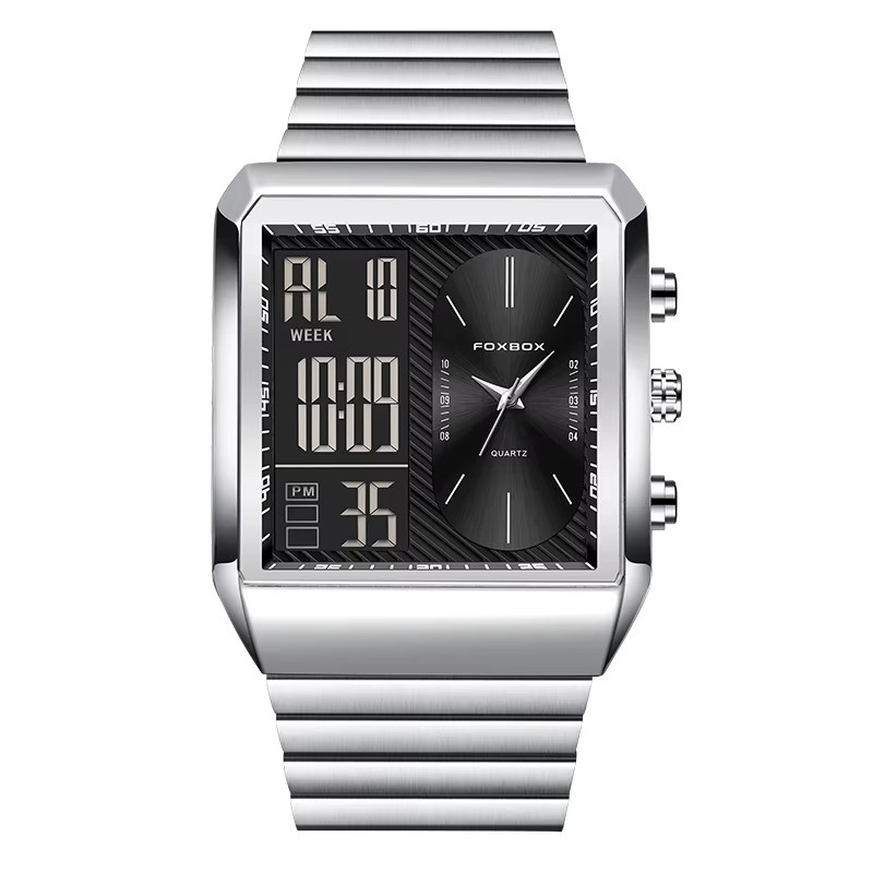 FOXBOX Herrenuhr, Chronograph, Quarz, Edelstahl, Schwarz, Herren - Bild 6