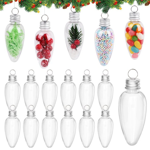 12er Set ZQNYCY Weihnachtsornamente in Glühbirnenform aus Kunststoff als Anhänger für den Weihnachtsbaum und zur Süßigkeitenverpackung - Bild 1