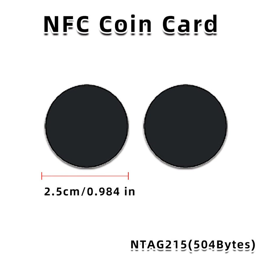 Guang Hongrun NFC RFID Tags Black Coin, 13,56 MHz, NFC 215, Durchmesser: 25 mm, 504 Bytes, kompatibel mit TagMo - Bild 2