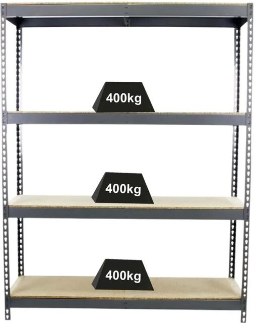 PROREGAL Schwerlastregal Wood Yeti Four Grau mit 4 verstellbaren Fachböden, H x B x T: 200 x 150 x 75 cm - Bild 1