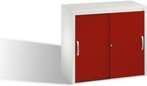 C+P Akten-Sideboard Acurado mit Schiebetüren, 2 Ordnerhöhen, Front Rubinrot, Korpus Lichtgrau, H: 72,0 cm, B: 80,0 cm, T: 40,0 cm - Bild 1