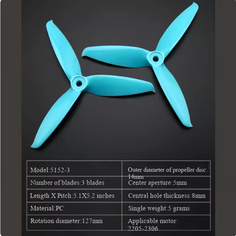 GEMFAN Qianfeng 5152 Dreiflügeliger Hochgeschwindigkeitspropeller für FPV-Rennquadcopter, Rot, Bunt / Mehrfarbig, Kunststoff - Bild 3