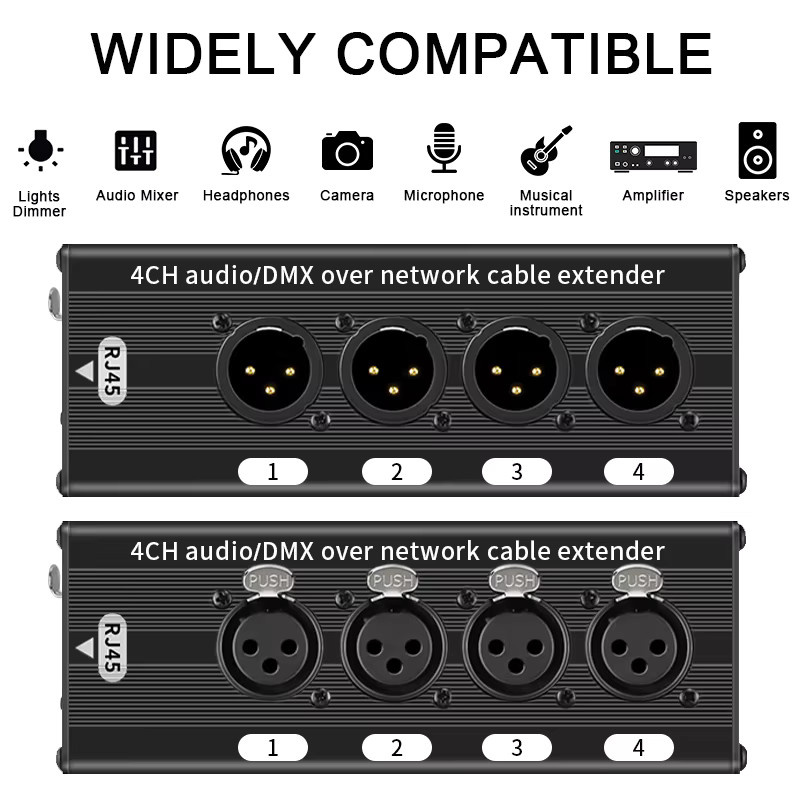 TITAK RJ45 auf 4-Kanal 3-Pin XLR Audio-Kabelverlängerung für DMX512 Netzwerk-Signale in Schwarz - Bild 3