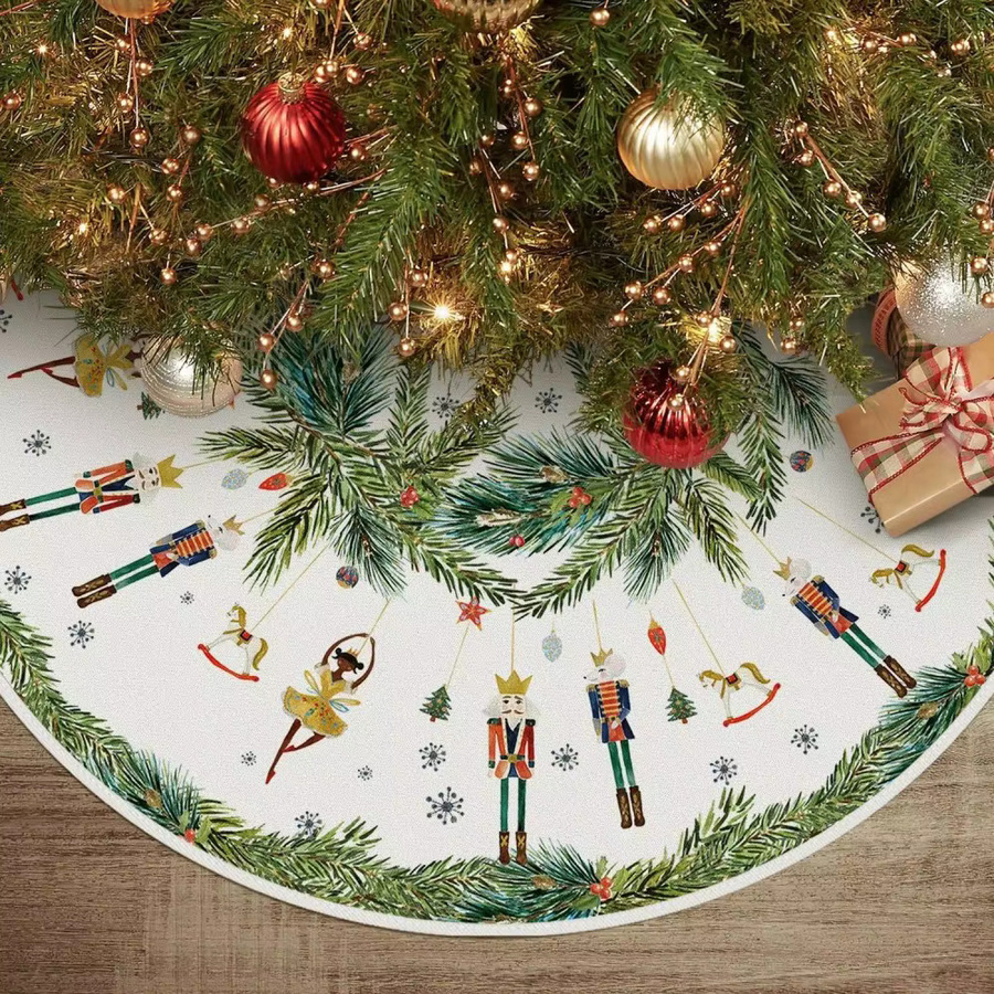 VIKAMA Nussknacker Weihnachtsbaumrock Ausgabe 2025, bunter Textil-Baumrock mit floralem Design für deine Weihnachts- und Neujahrsdekoration - Bild 2