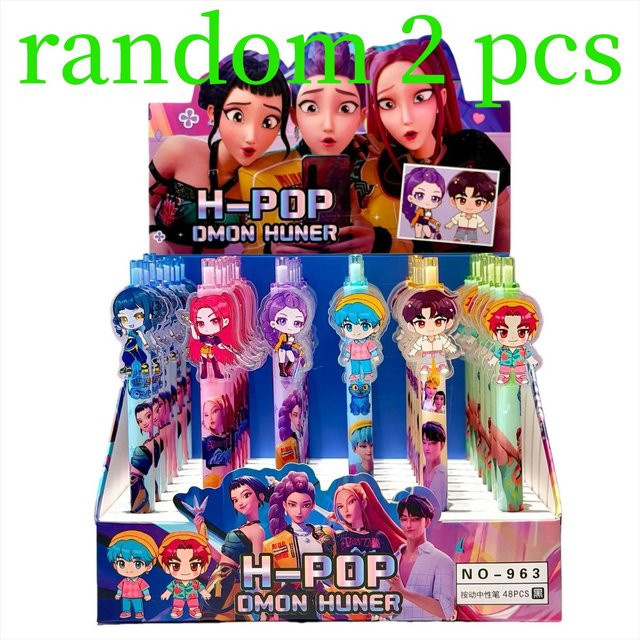 Yiran toy 1 K-POP Dämonenjäger Gelstifte im 6er Set mit 0,5 mm Spitze, Farbe: Schwarz und Mehrfarbig - Bild 1