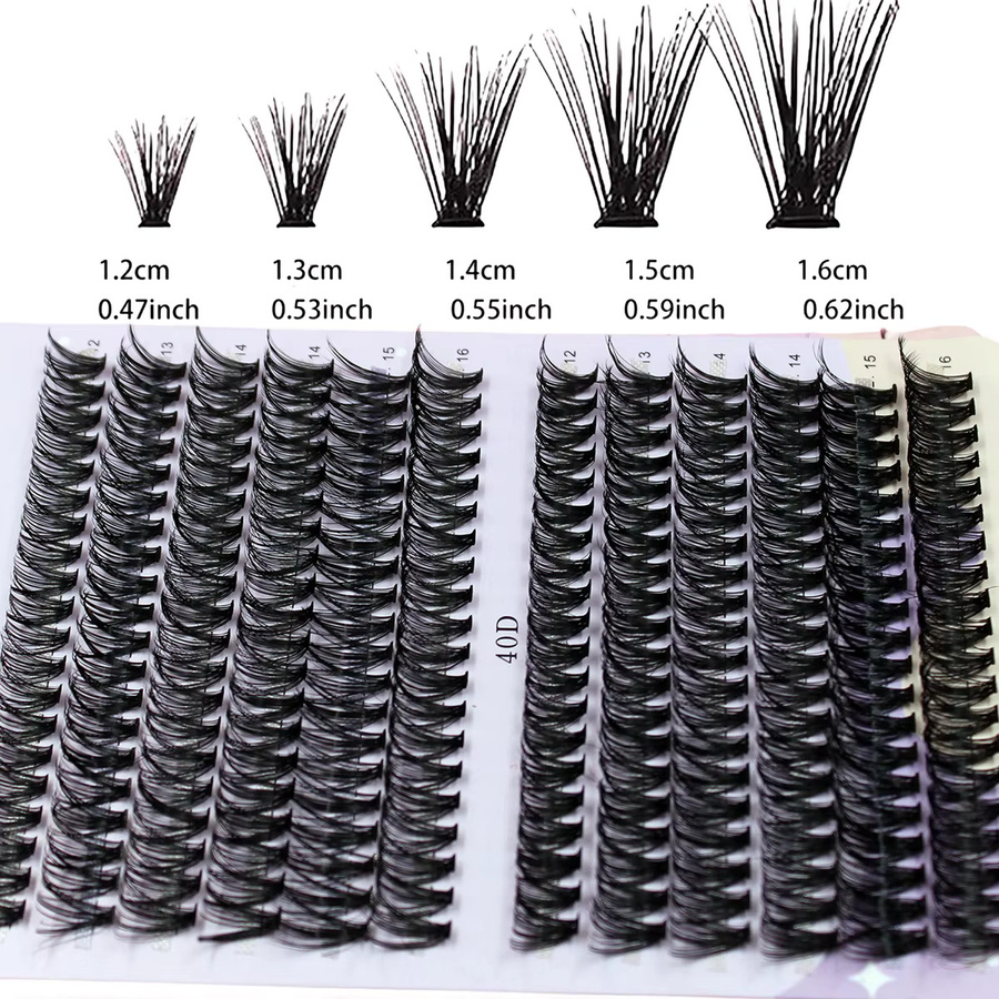 JIEFUXIN Wimpernverlängerung Cluster, 3er-Pack, Mix D Curl, 12–16 mm - Bild 4