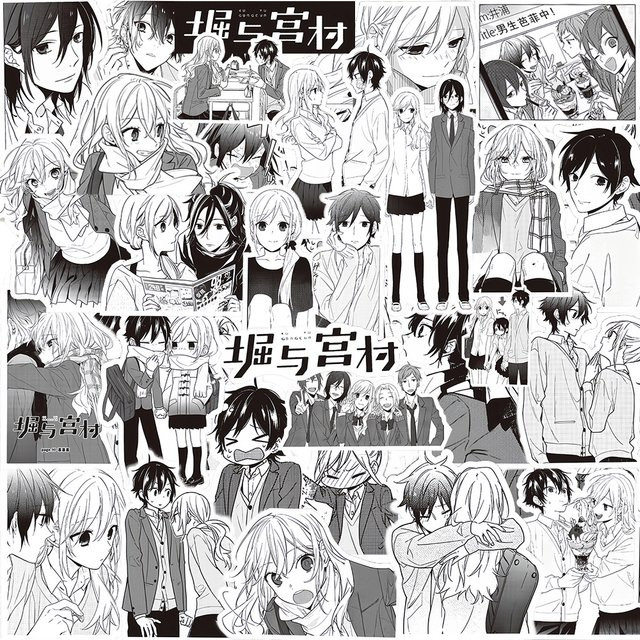Bandai Horimiya Miyamura Izumi Aufkleber, Schwarz, Weiß, 10-teiliges Set - Bild 1