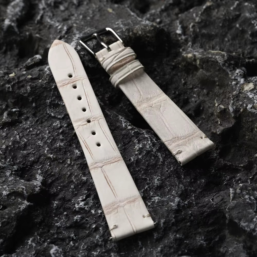 Raystray Uhrenarmband Krokodilleder, beige, Herren - Bild 2
